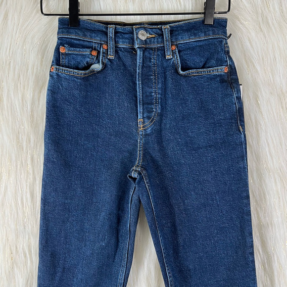 NWT Re/Done 90s High Rise Ankle Crop Jeans Womens Size 24 Dark Rinse Blue - Picture 4 of 13